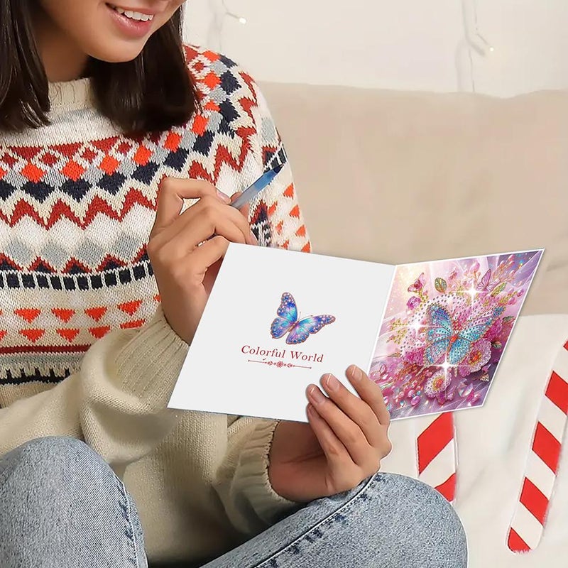 6 Pcs Diamond Art Christmas Greeting Cards - Handmade DIY Creative Kit for Stress Relief, Art Creation & Unique Gift, Relaxing Craft Activity for Family & Friends (Style B) - Image 5